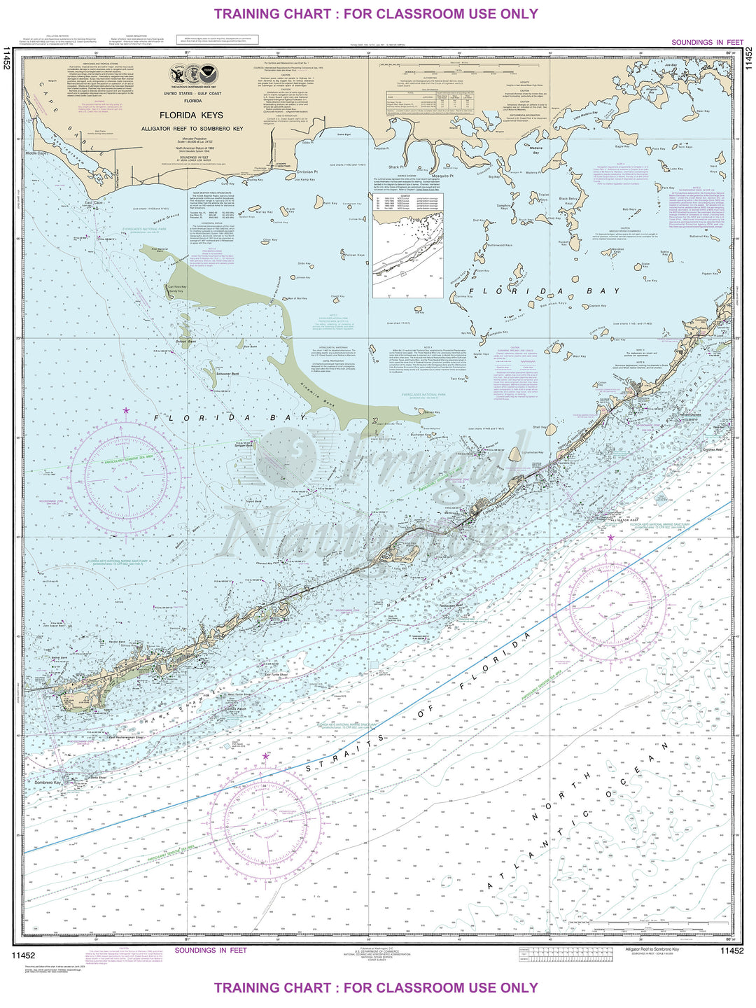 Archival NOAA nautical chart Florida – Keys Alligator Reef to Sombrero Key.