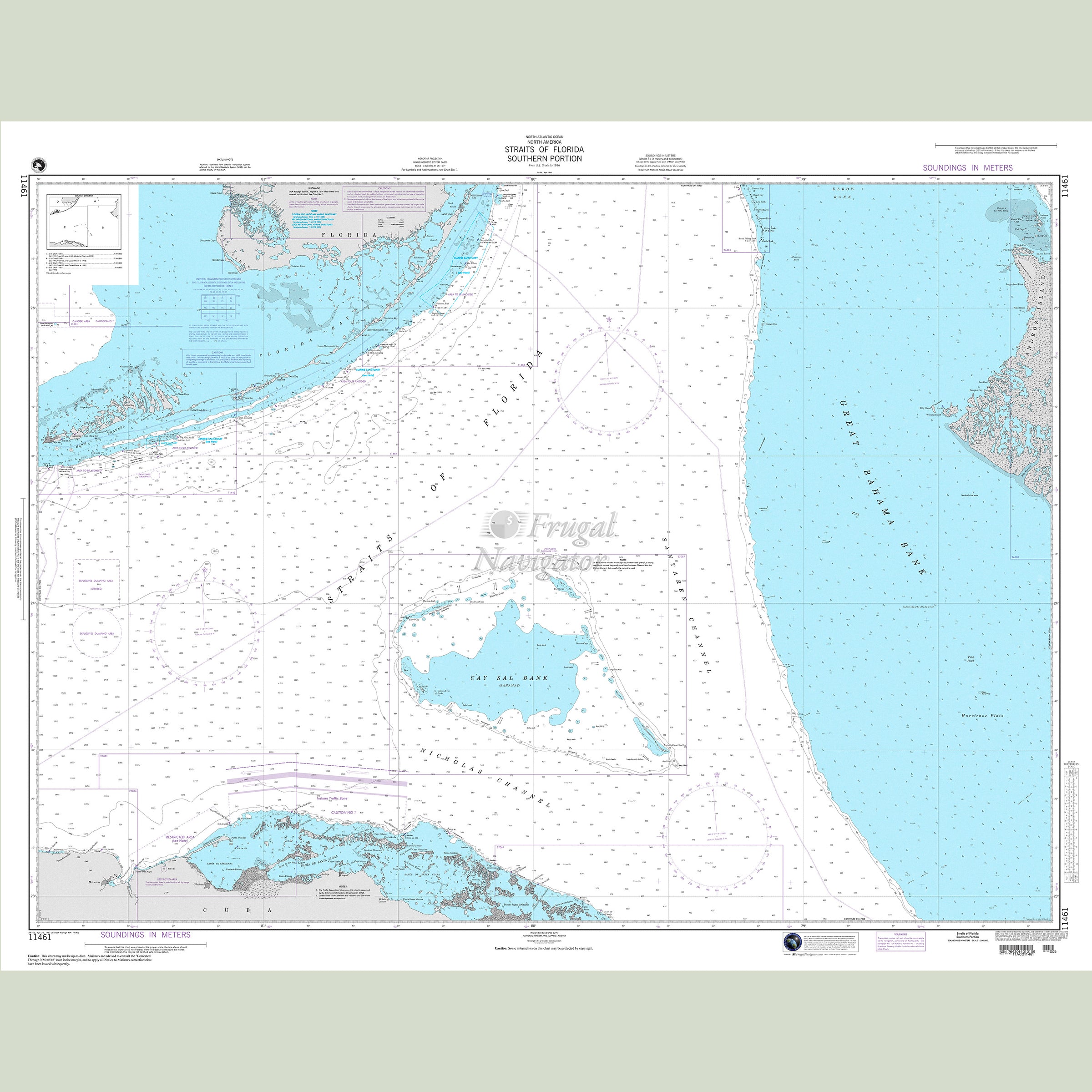 Official NGA nautical chart 11461 – North America - Straits of Florida Southern Portion.