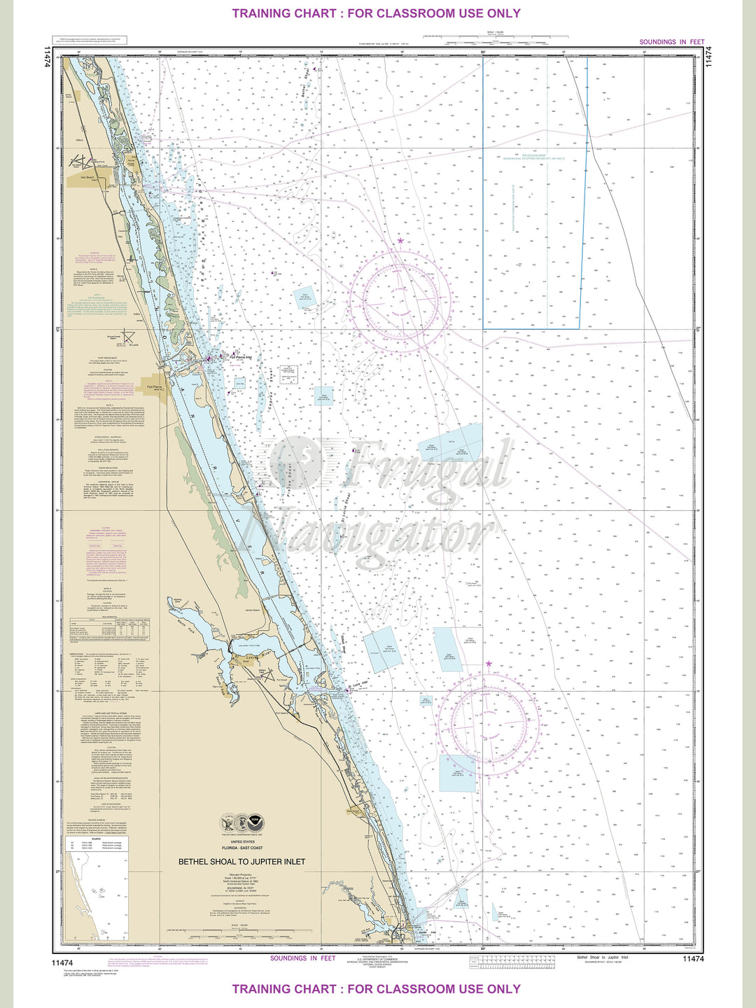 Archival NOAA nautical chart Bethel – Shoal to Jupiter Inlet.