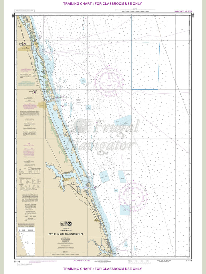 Archival NOAA nautical chart Bethel – Shoal to Jupiter Inlet.