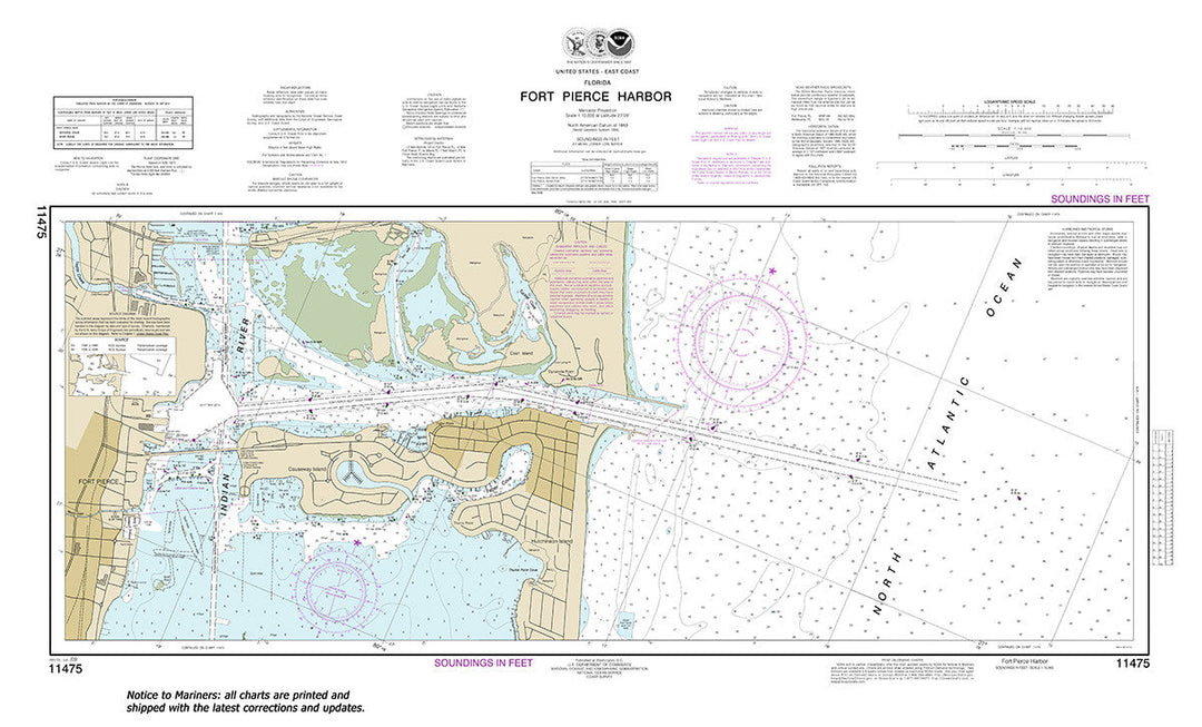Archival NOAA nautical chart Fort – Pierce Harbor.