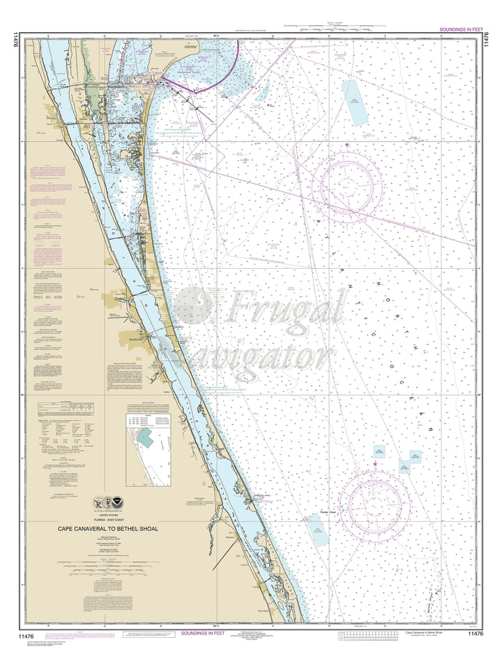 Archival NOAA nautical chart Cape – Canaveral to Bethel Shoal.