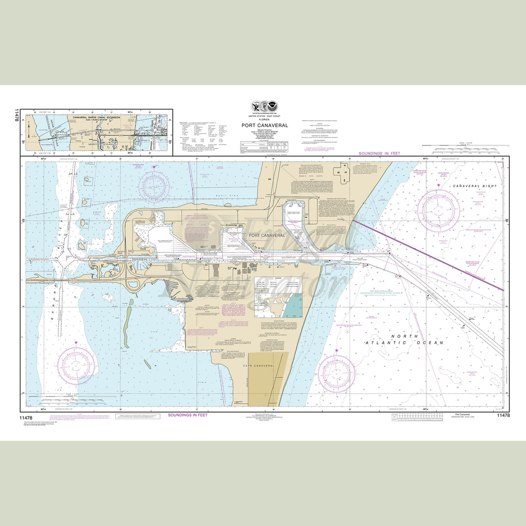 Archival NOAA nautical chart Port – Canaveral; Canaveral Barge Canal Extension.