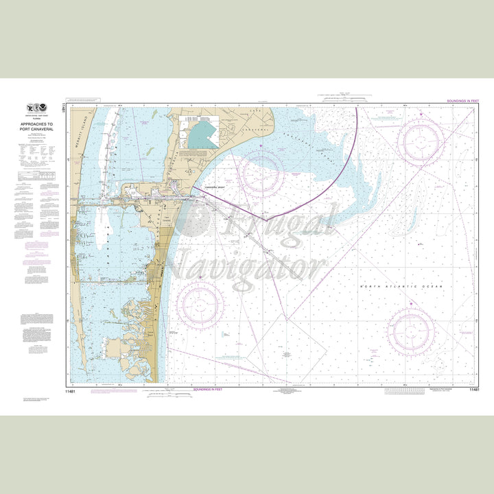 Archival NOAA nautical chart Approaches – to Port Canaveral.