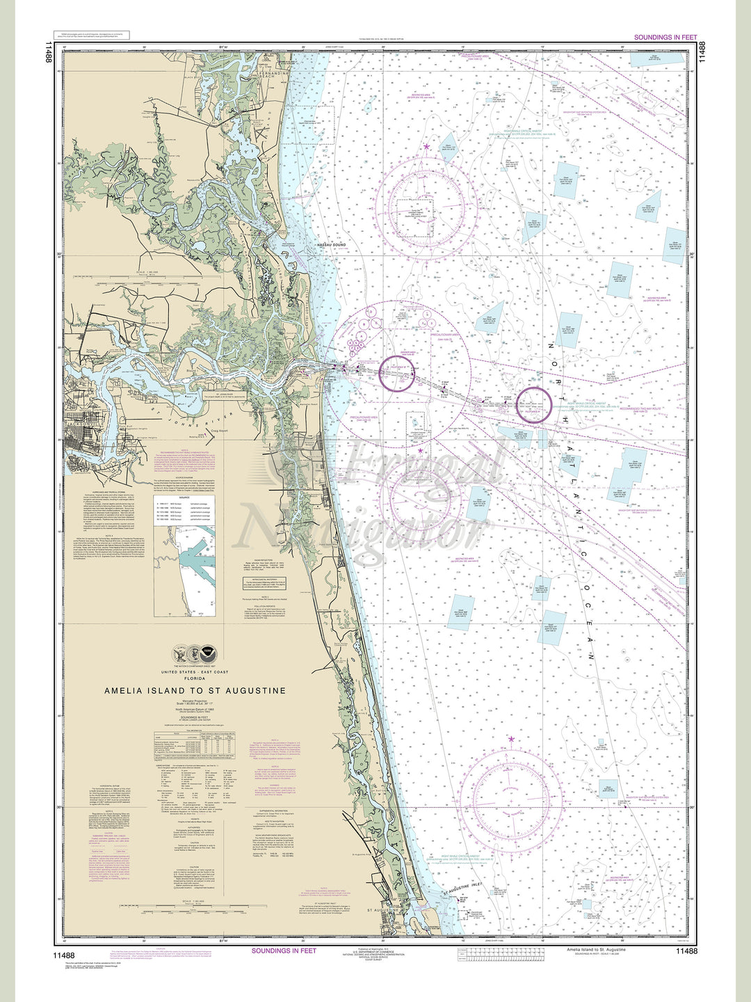 Archival NOAA nautical chart Amelia – Island to St. Augustine.