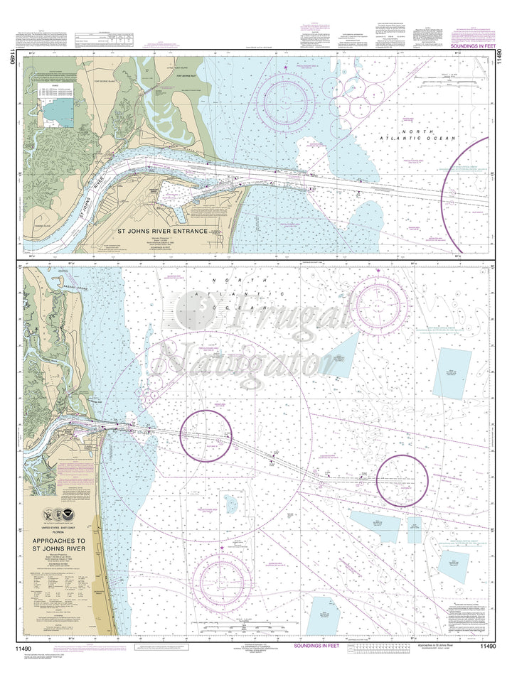 Archival NOAA nautical chart Approaches – to St. Johns River;St. Johns River Entrance.