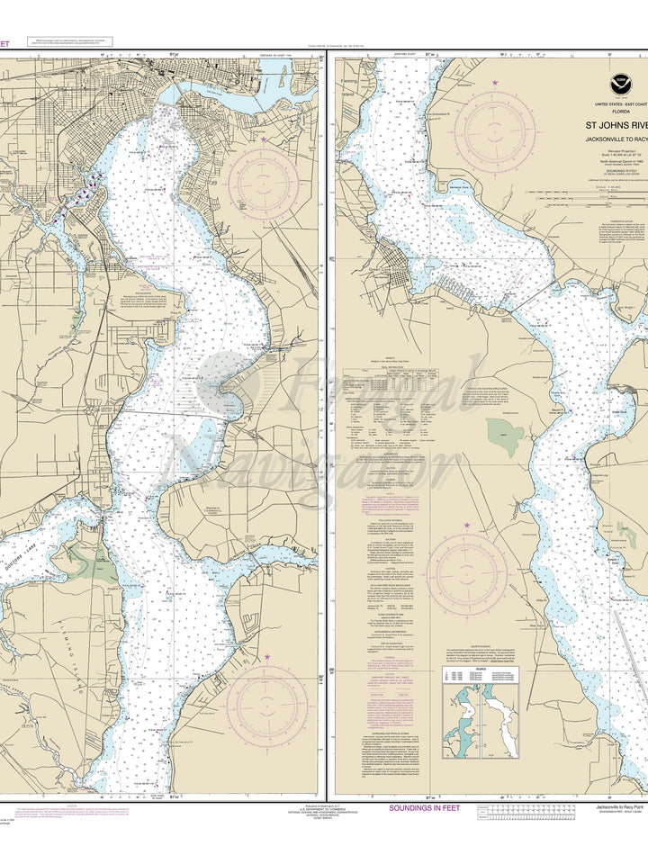 Archival NOAA nautical chart St. – John's River Jacksonville to Racy Point.