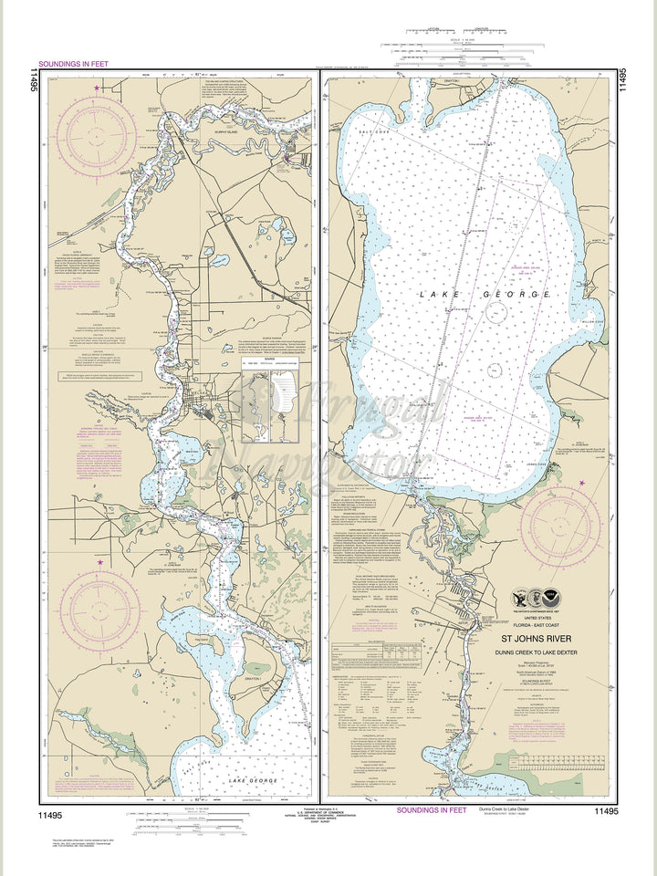 Archival NOAA nautical chart St. – Johns River Dunns Creek to Lake Dexter.