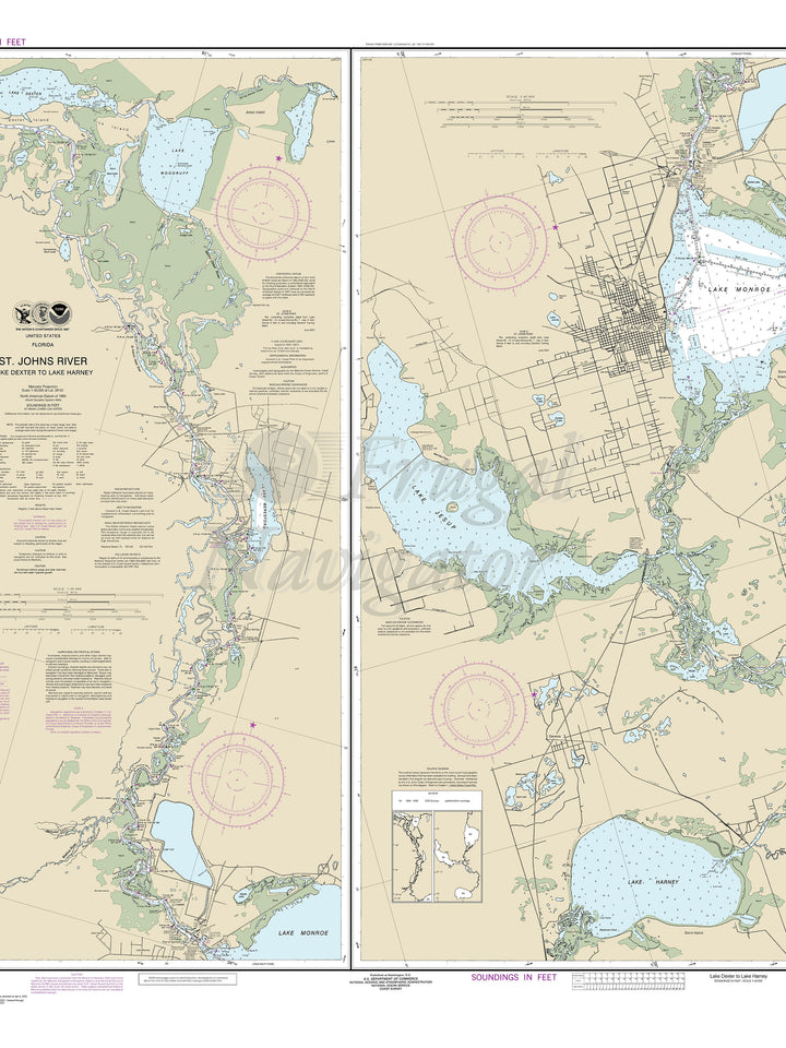 Archival NOAA nautical chart St – Johns River - Lake Dexter to Lake Harney.