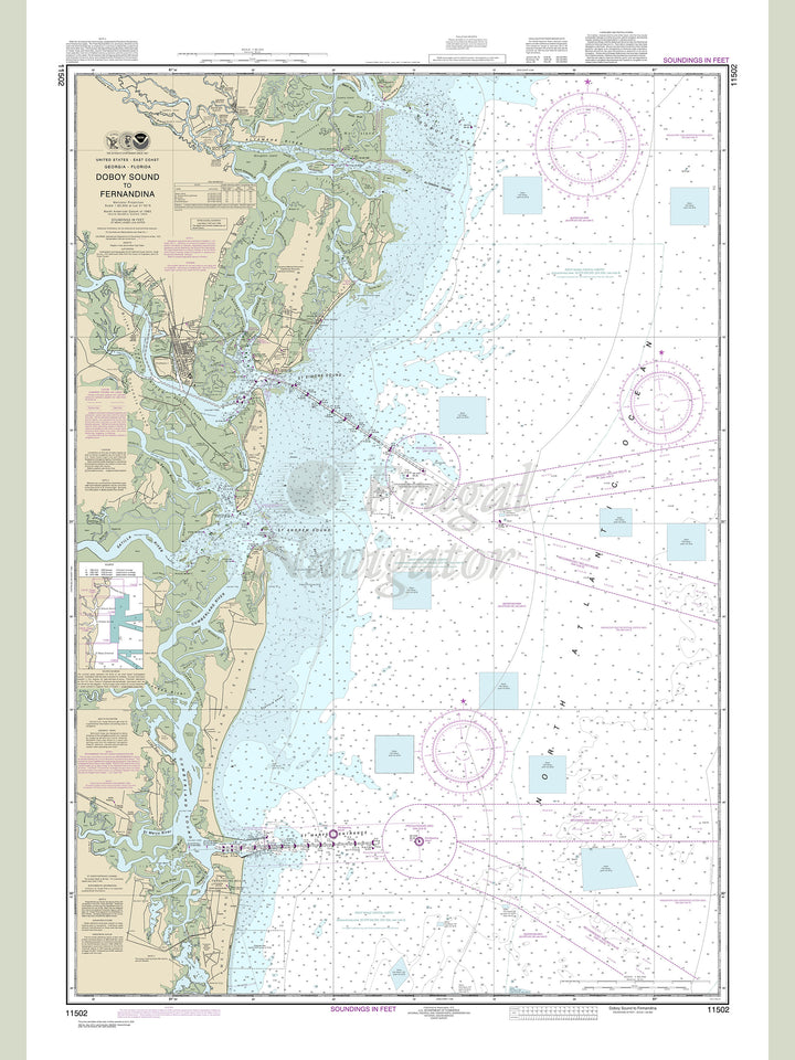 Archival NOAA nautical chart Doboy – Sound to Fernandina.