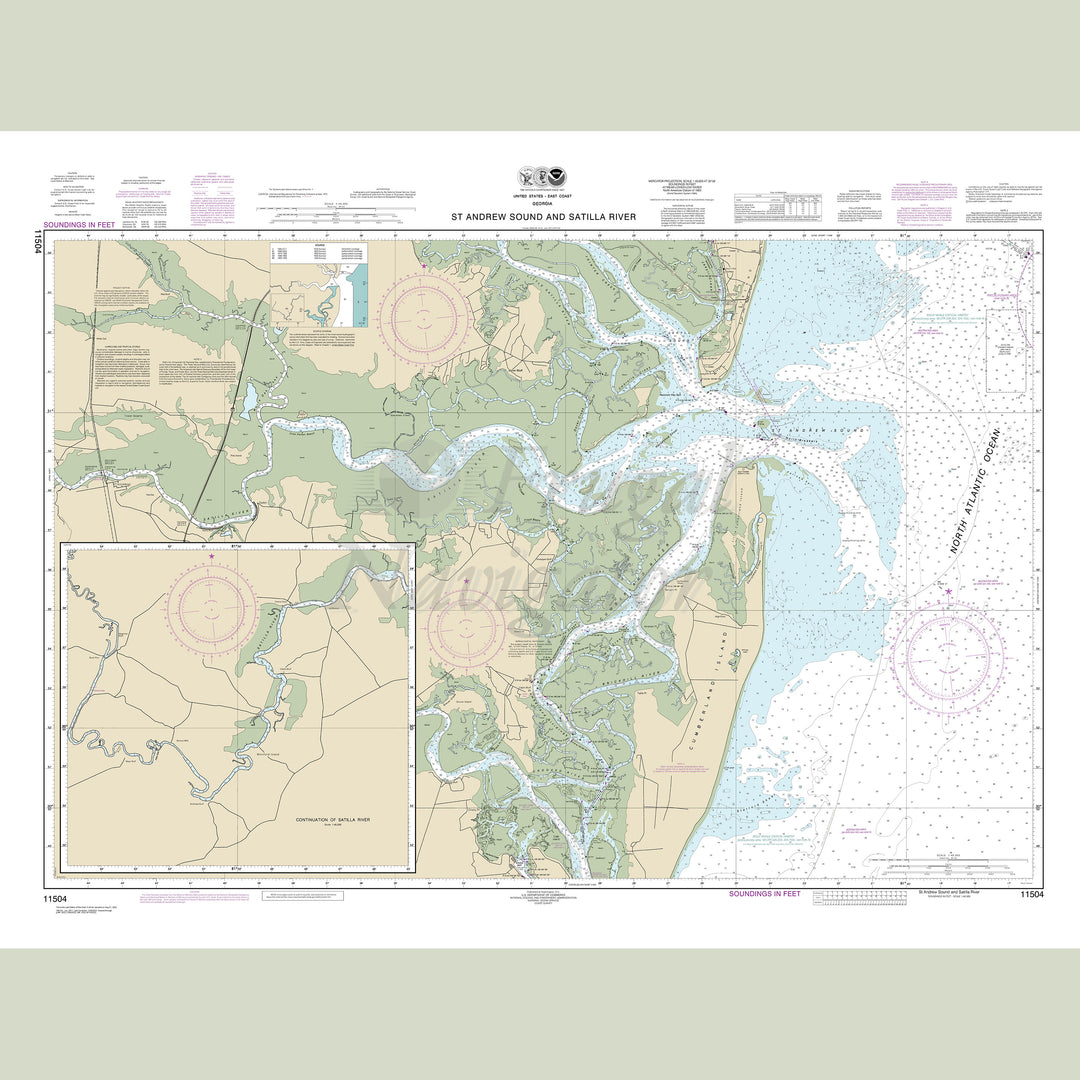 Archival NOAA nautical chart St. – Andrew Sound and Satilla River.