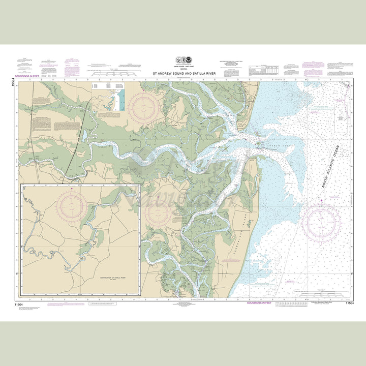 Archival NOAA nautical chart St. – Andrew Sound and Satilla River.