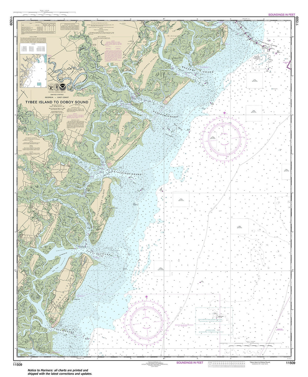 Archival NOAA nautical chart 11509 – Wall Chart.