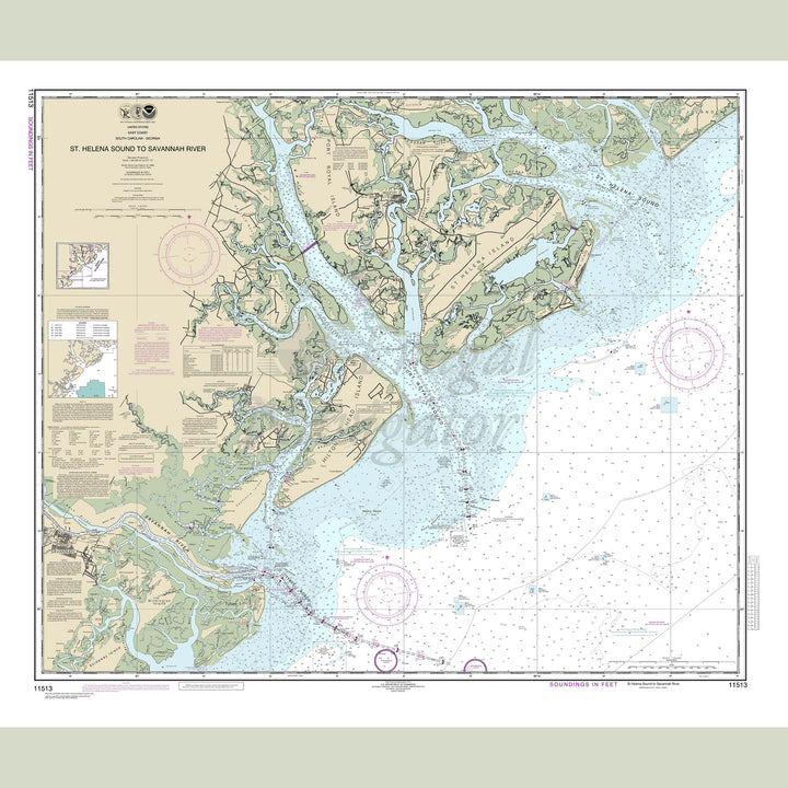 Archival NOAA nautical chart St. – Helena Sound to Savannah River.