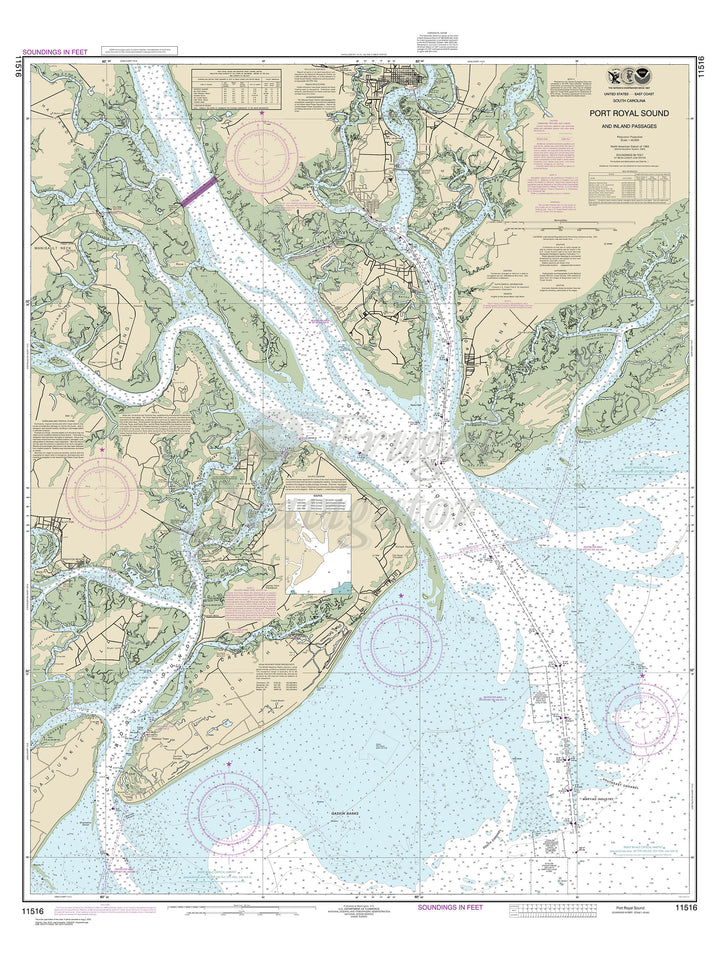 Archival NOAA nautical chart Port – Royal Sound and Inland Passages.