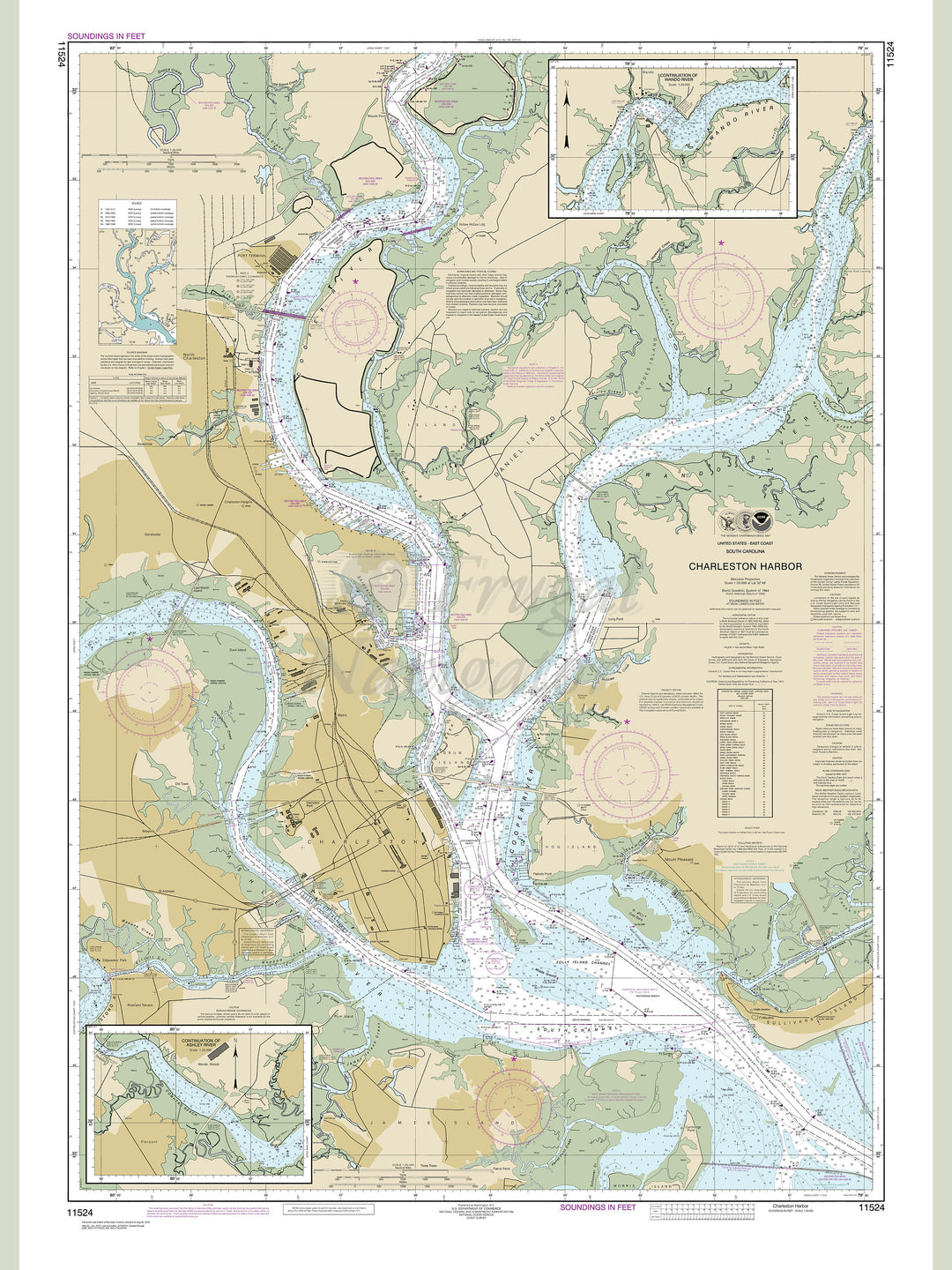 Archival NOAA nautical chart Charleston – Harbor.