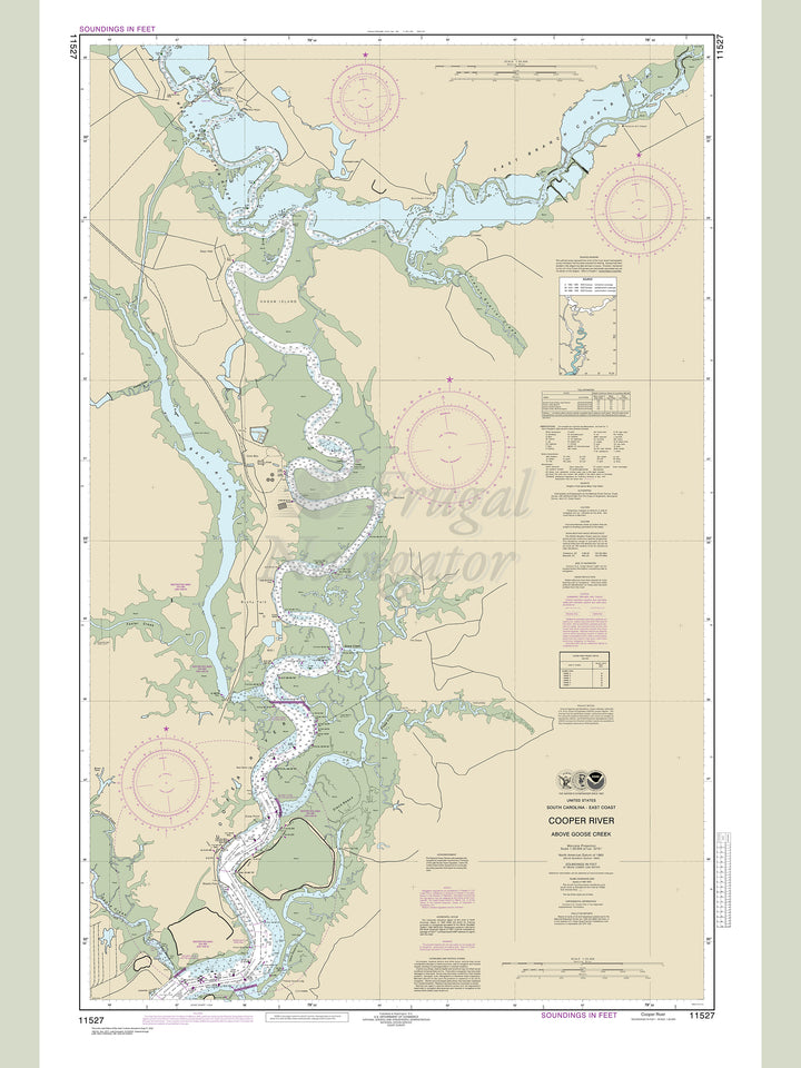 Archival NOAA nautical chart Cooper – River Above Goose Creek.