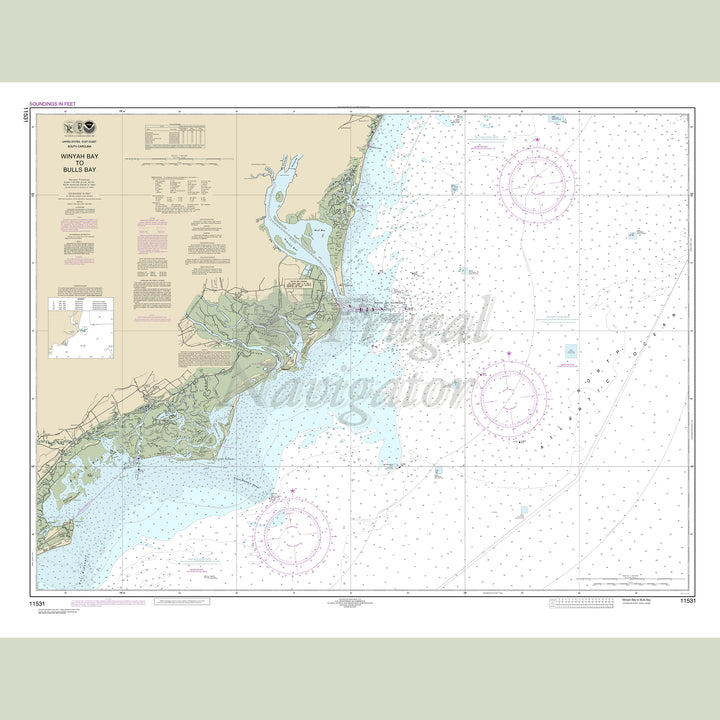 Archival NOAA nautical chart Winyah – Bay to Bulls Bay.