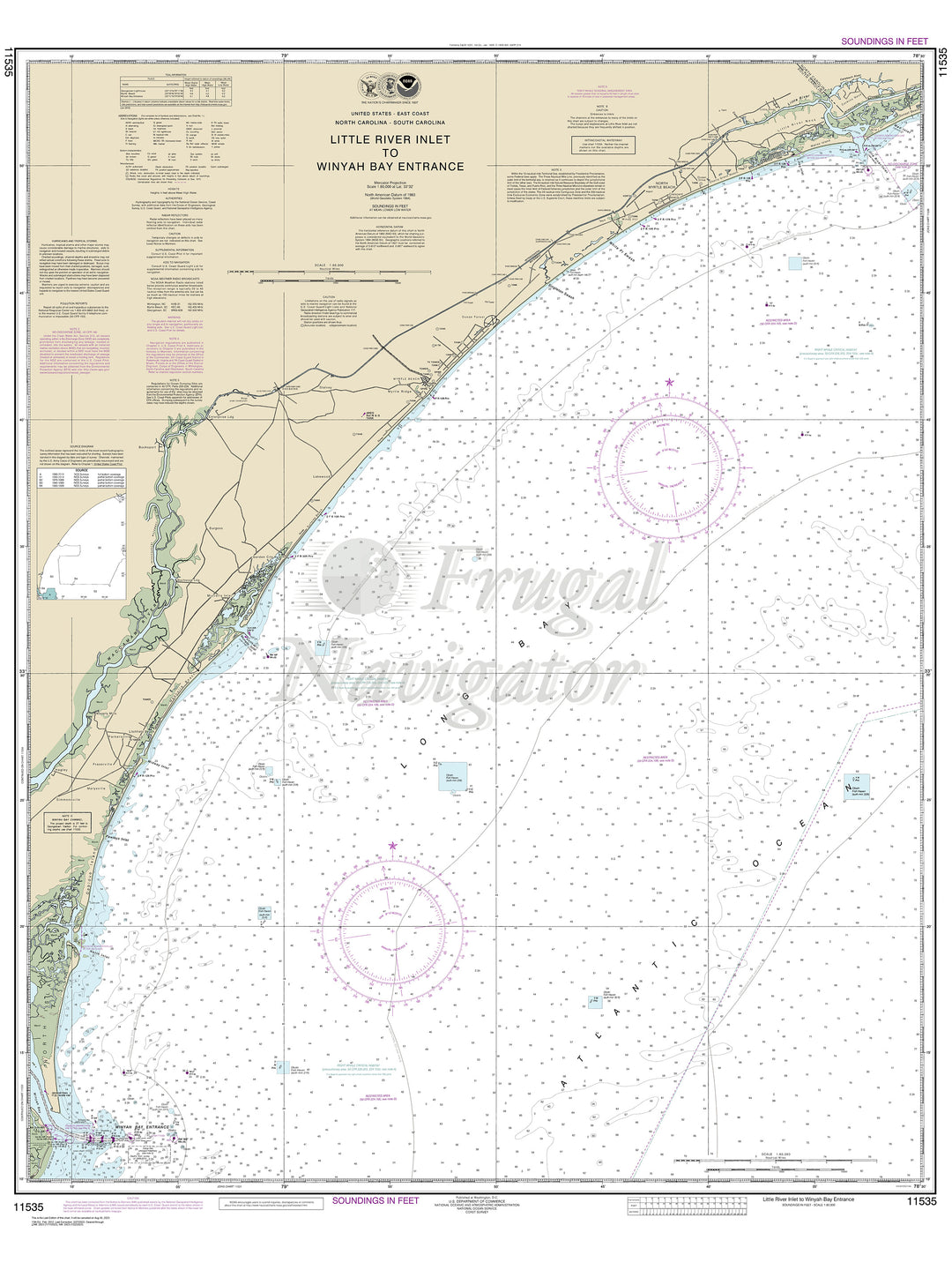 Archival NOAA nautical chart Little – River lnlet to Winyah Bay Entrance.