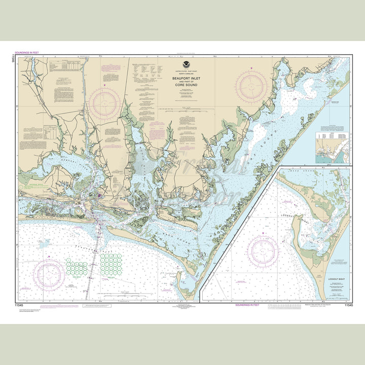 Archival NOAA nautical chart Beaufort – Inlet and Part of Core Sound; Lookout Bight.
