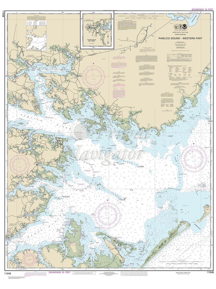 Archival NOAA nautical chart Pamlico – Sound Western Part.