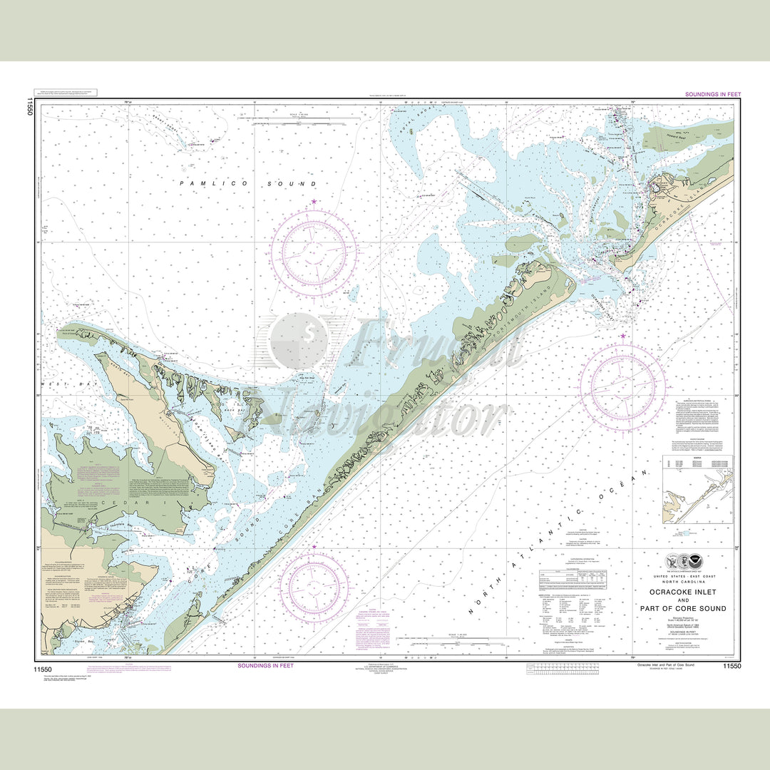 Archival NOAA nautical chart Ocracoke – lnlet and Part of Core Sound.