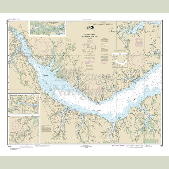 Archival NOAA nautical chart Neuse – River and Upper Part of Bay River.