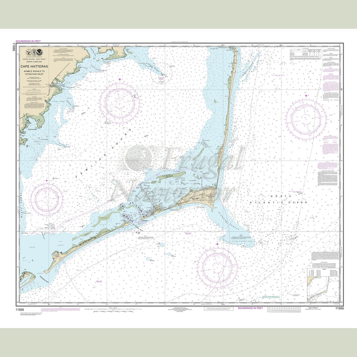 Archival NOAA nautical chart Cape – Hatteras-Wimble Shoals to Ocracoke Inlet.
