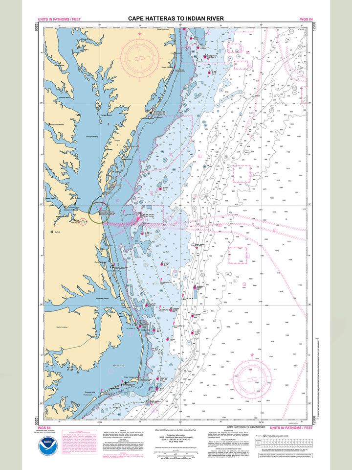 Official NOAA nautical chart 12200 – Cape Hatteras to Indian River.