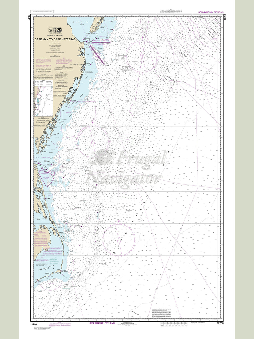 Archival NOAA nautical chart Cape – May to Cape Hatteras.