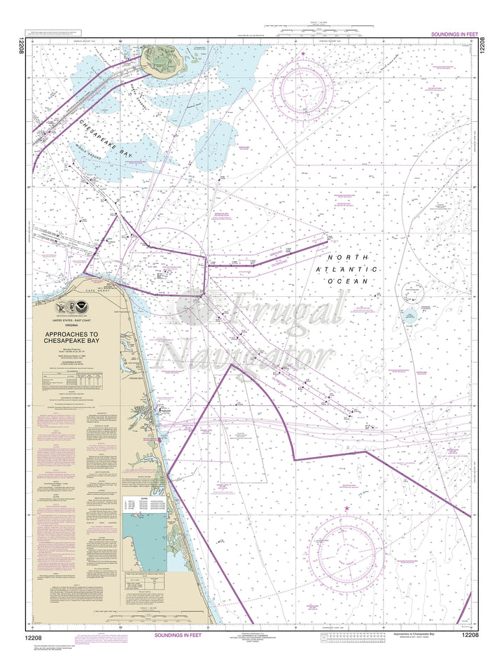 Archival NOAA nautical chart Approaches – to Chesapeake Bay.