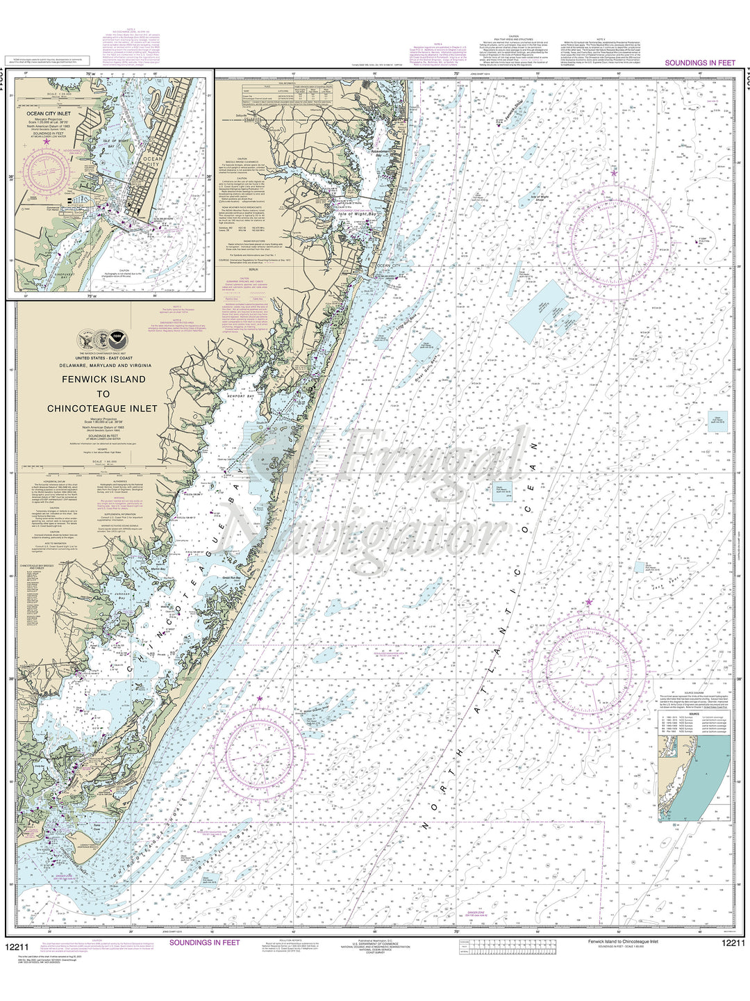 Archival NOAA nautical chart Fenwick – Island to Chincoteague Inlet.