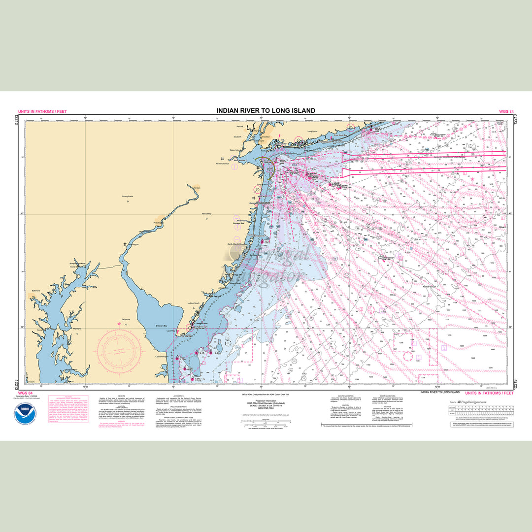 Official NOAA nautical chart 12213 – Indian River to Long Island.