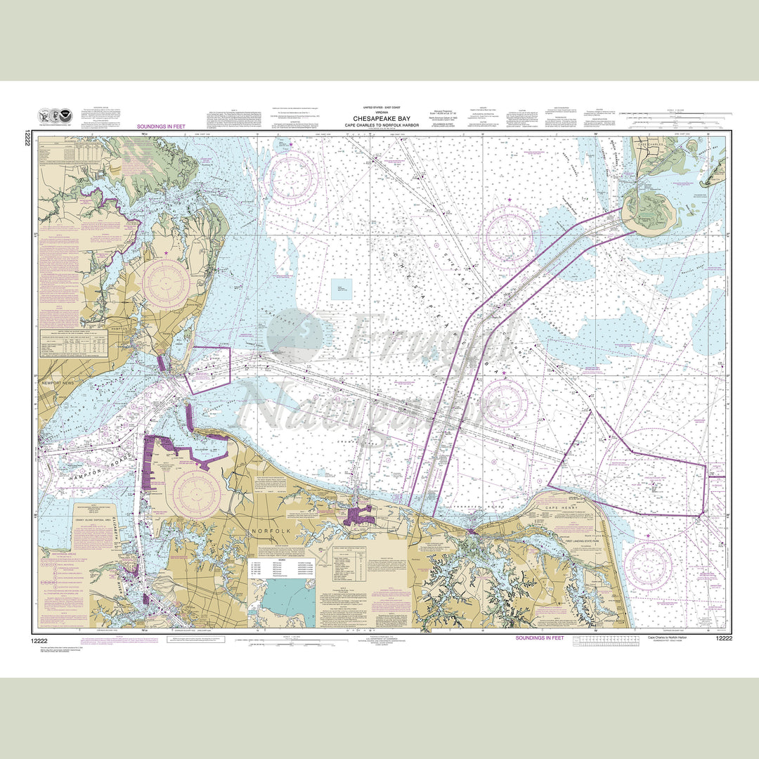 Archival NOAA nautical chart Chesapeake – Bay Cape Charles to Norfolk Harbor.