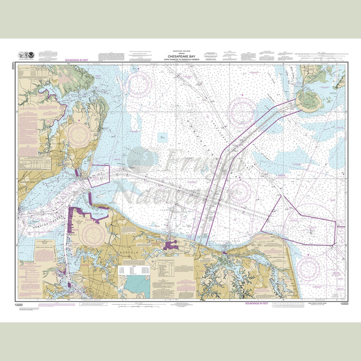 Archival NOAA nautical chart Chesapeake – Bay Cape Charles to Norfolk Harbor.