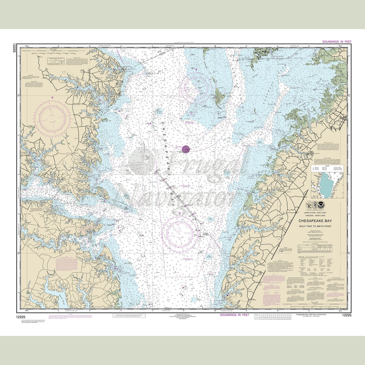 Archival NOAA nautical chart Chesapeake – Bay Wolf Trap to Smith Point.