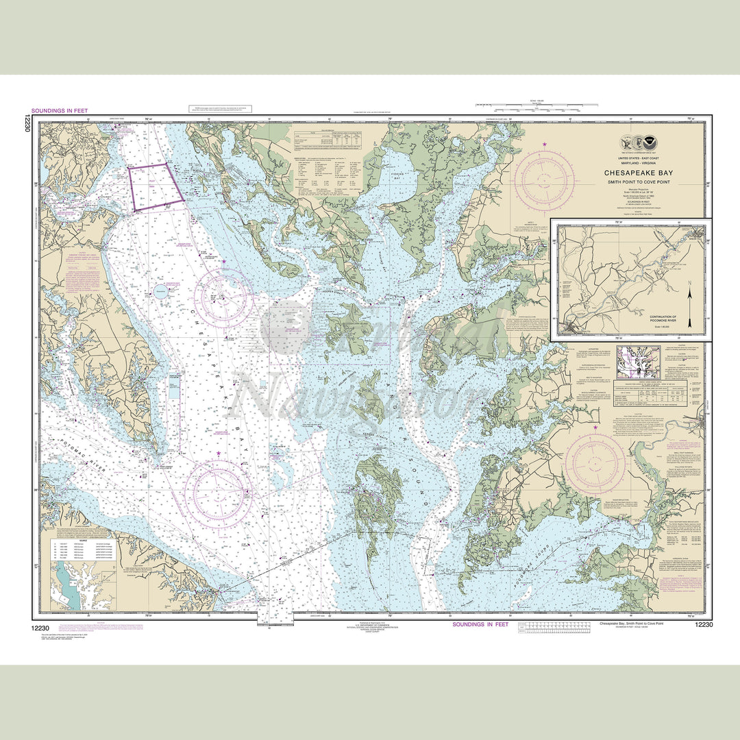Archival NOAA nautical chart Chesapeake – Bay Smith Point to Cove Point.