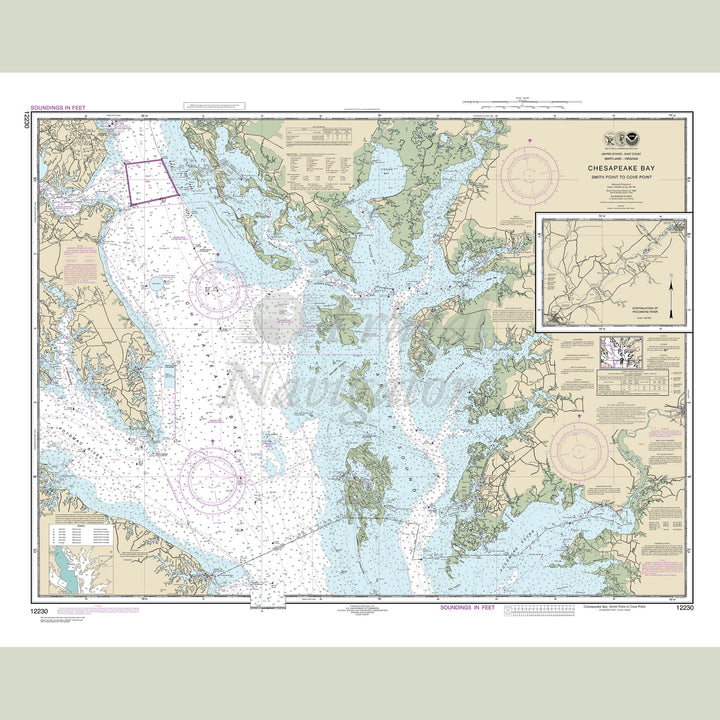 Archival NOAA nautical chart Chesapeake – Bay Smith Point to Cove Point.