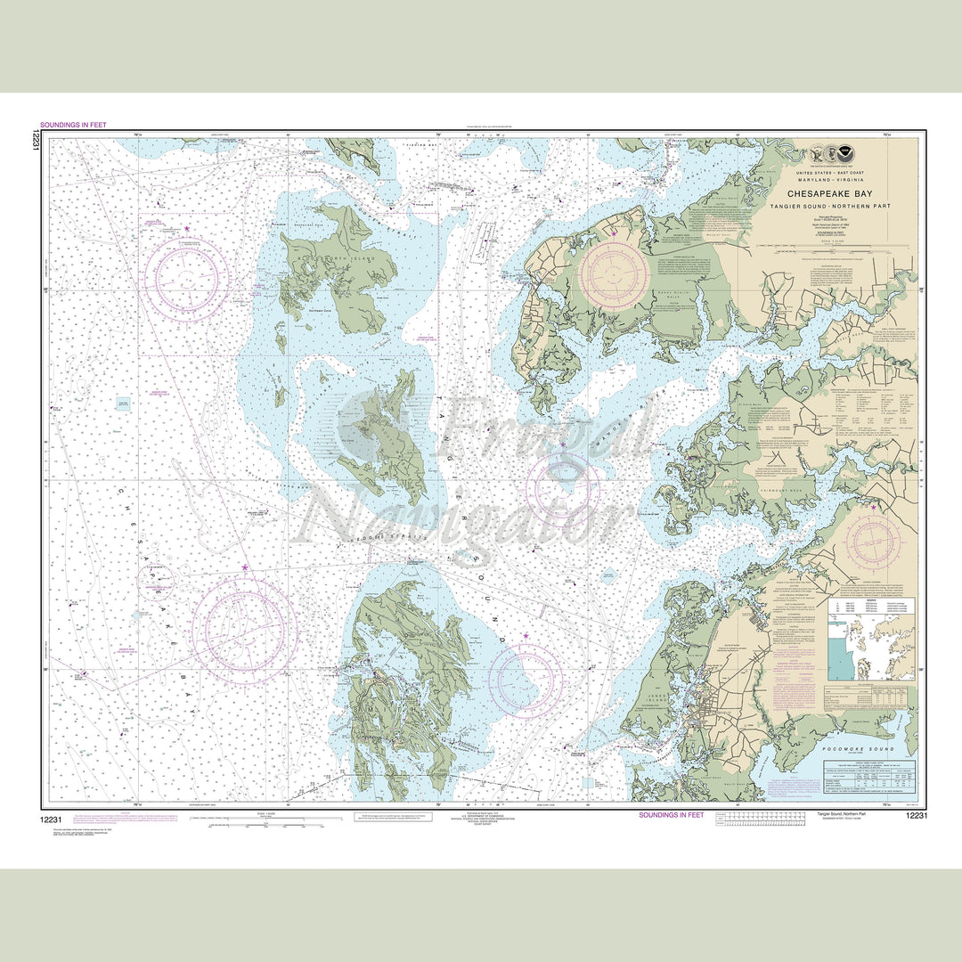 Archival NOAA nautical chart Chesapeake – Bay Tangier Sound Northern Part.