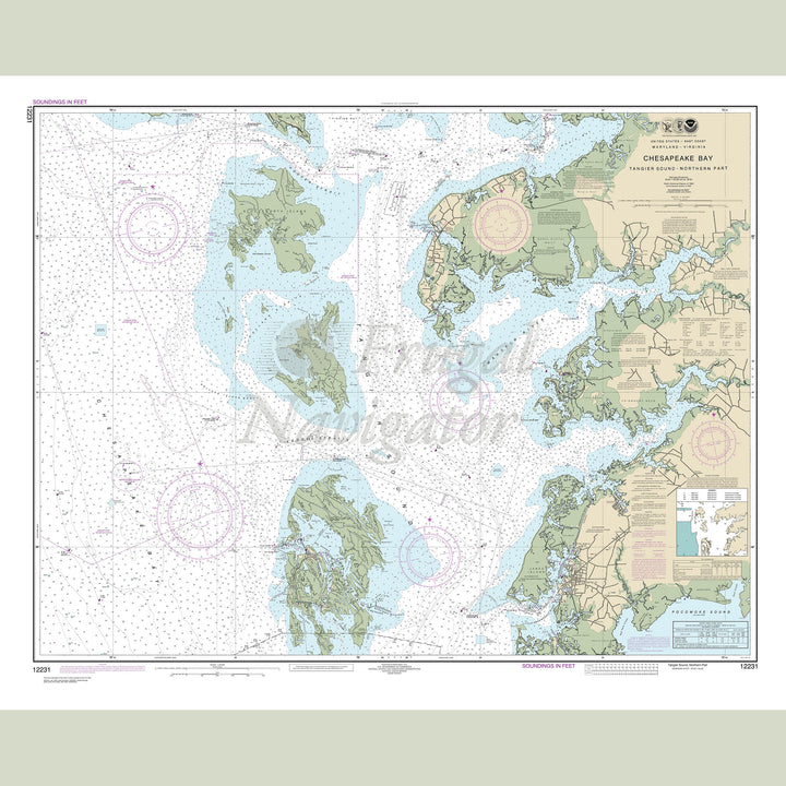Archival NOAA nautical chart Chesapeake – Bay Tangier Sound Northern Part.
