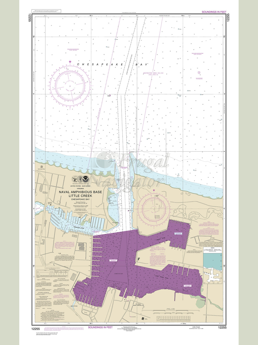 Archival NOAA nautical chart Little – Creek Naval Amphibious Base.