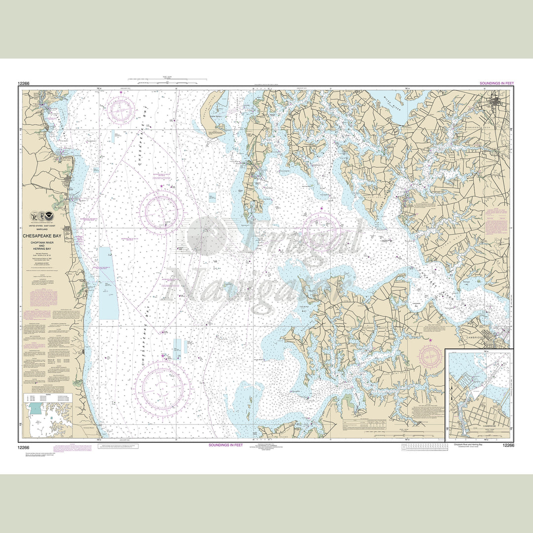 Archival NOAA nautical chart Chesapeake – Bay Choptank River and Herring Bay; Cambridge.