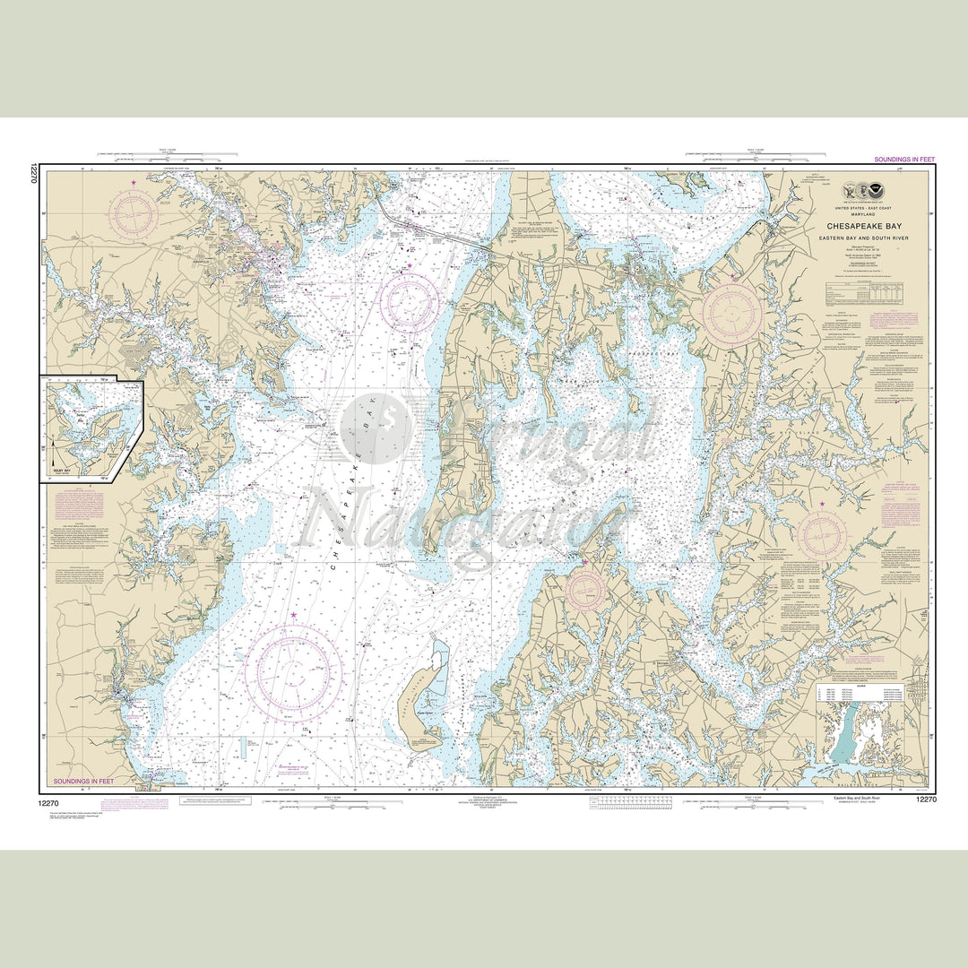 Archival NOAA nautical chart Chesapeake – Bay Eastern Bay and South River; Selby Bay.