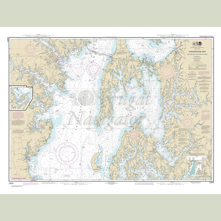 Archival NOAA nautical chart Chesapeake – Bay Eastern Bay and South River; Selby Bay.