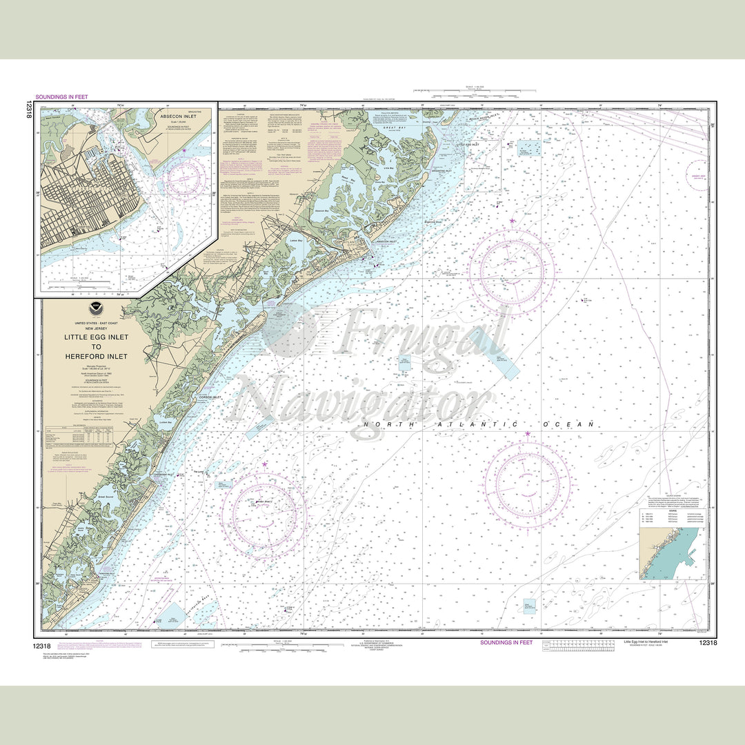 Archival NOAA nautical chart Little – Egg Inlet to Hereford Inlet.