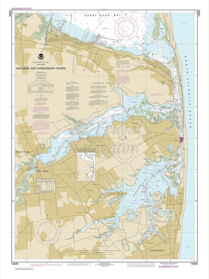 Archival NOAA nautical chart Navesink – And Shrewsbury Rivers.