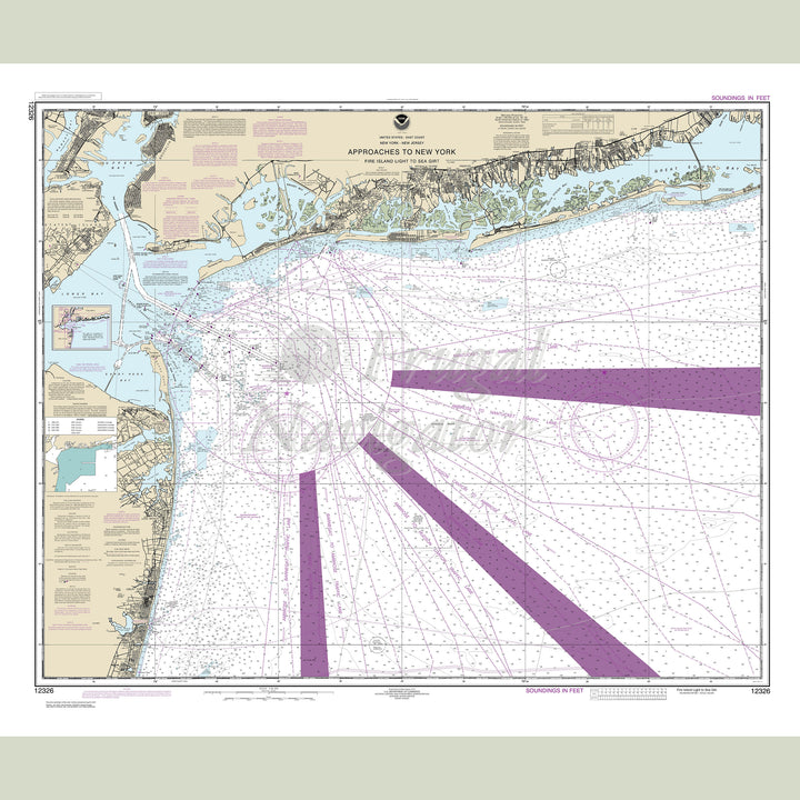Archival NOAA nautical chart Approaches – to New York Fire lsland Light to Sea Girt.