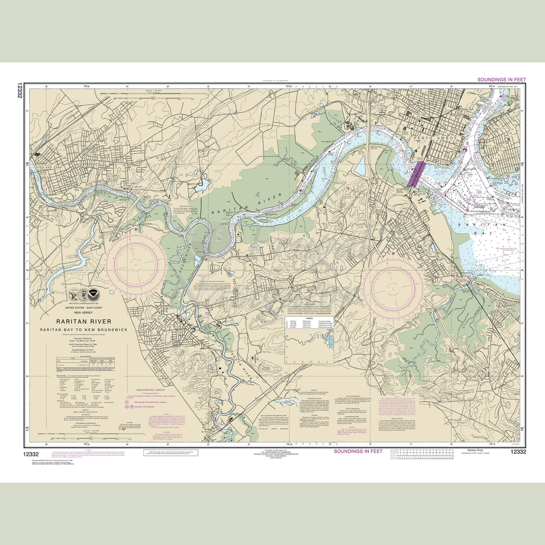 Archival NOAA nautical chart Raritan – River Raritan Bay to New Brunswick.
