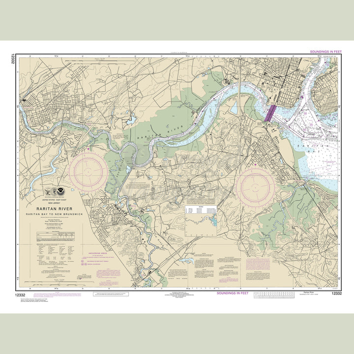 Archival NOAA nautical chart Raritan – River Raritan Bay to New Brunswick.