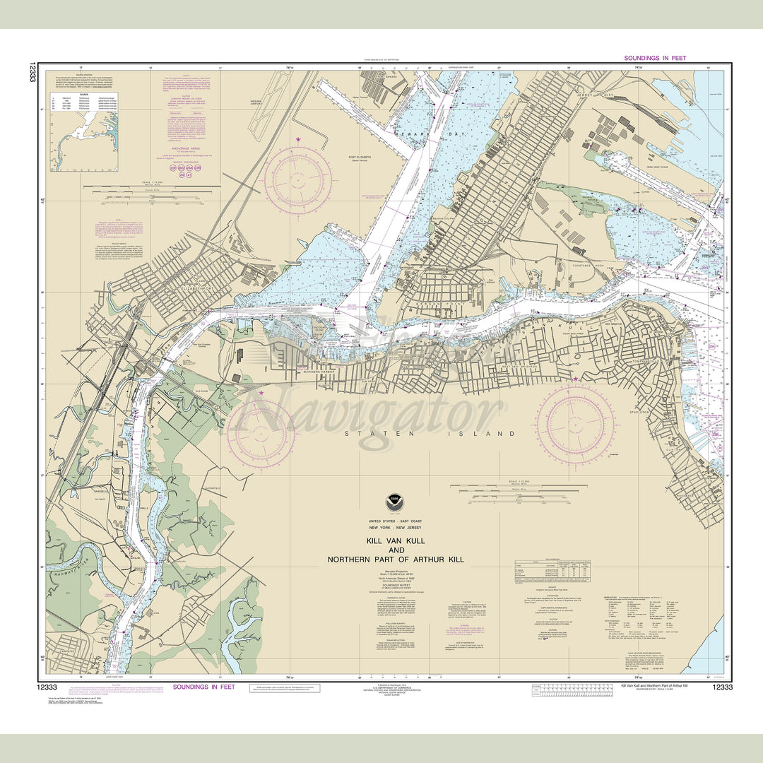 Archival NOAA nautical chart Kill – Van Kull and Northern Part of Arthur Kill.